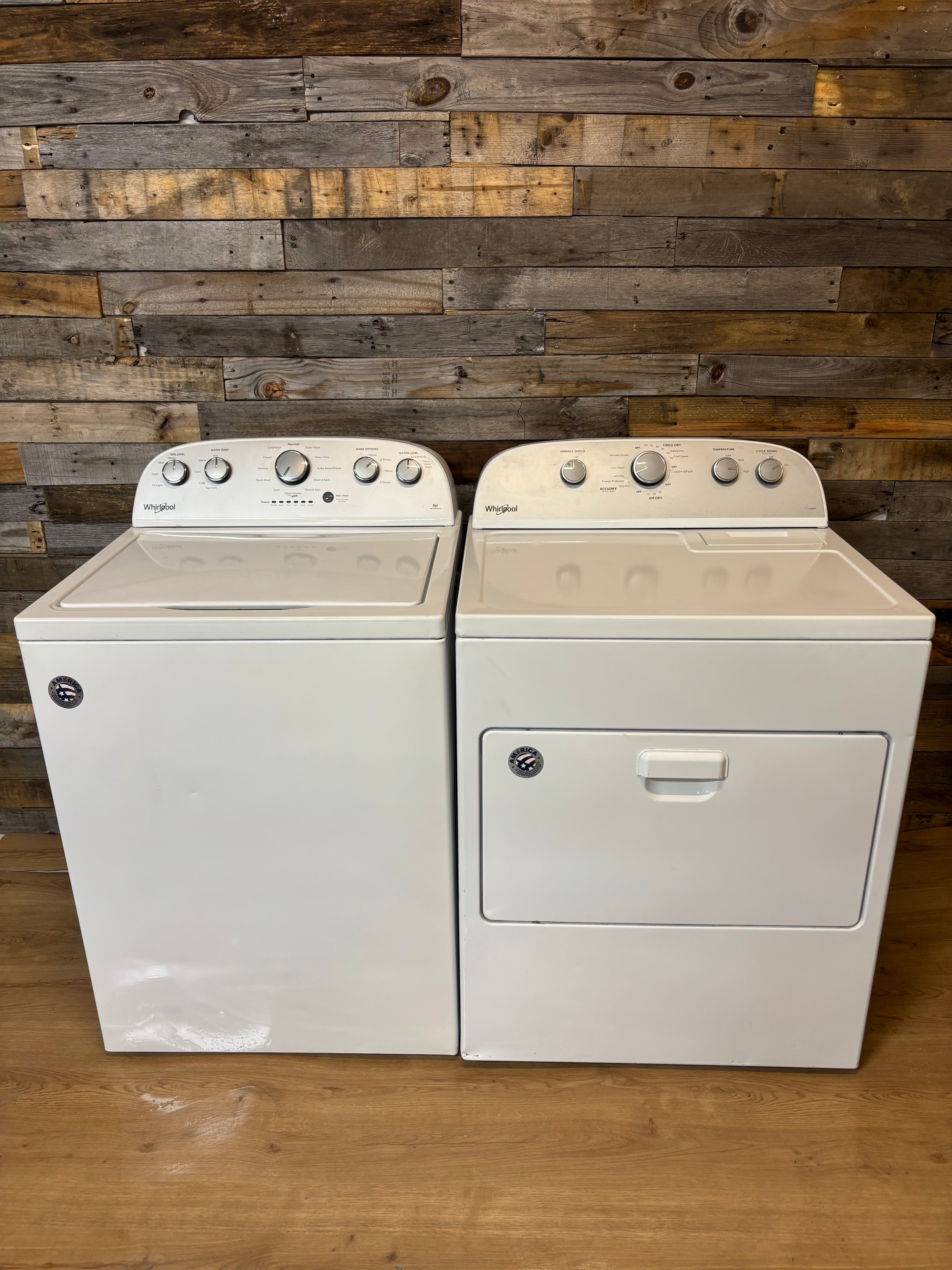 Whirlpool Grey Face Top Load Set With Steam Dryer