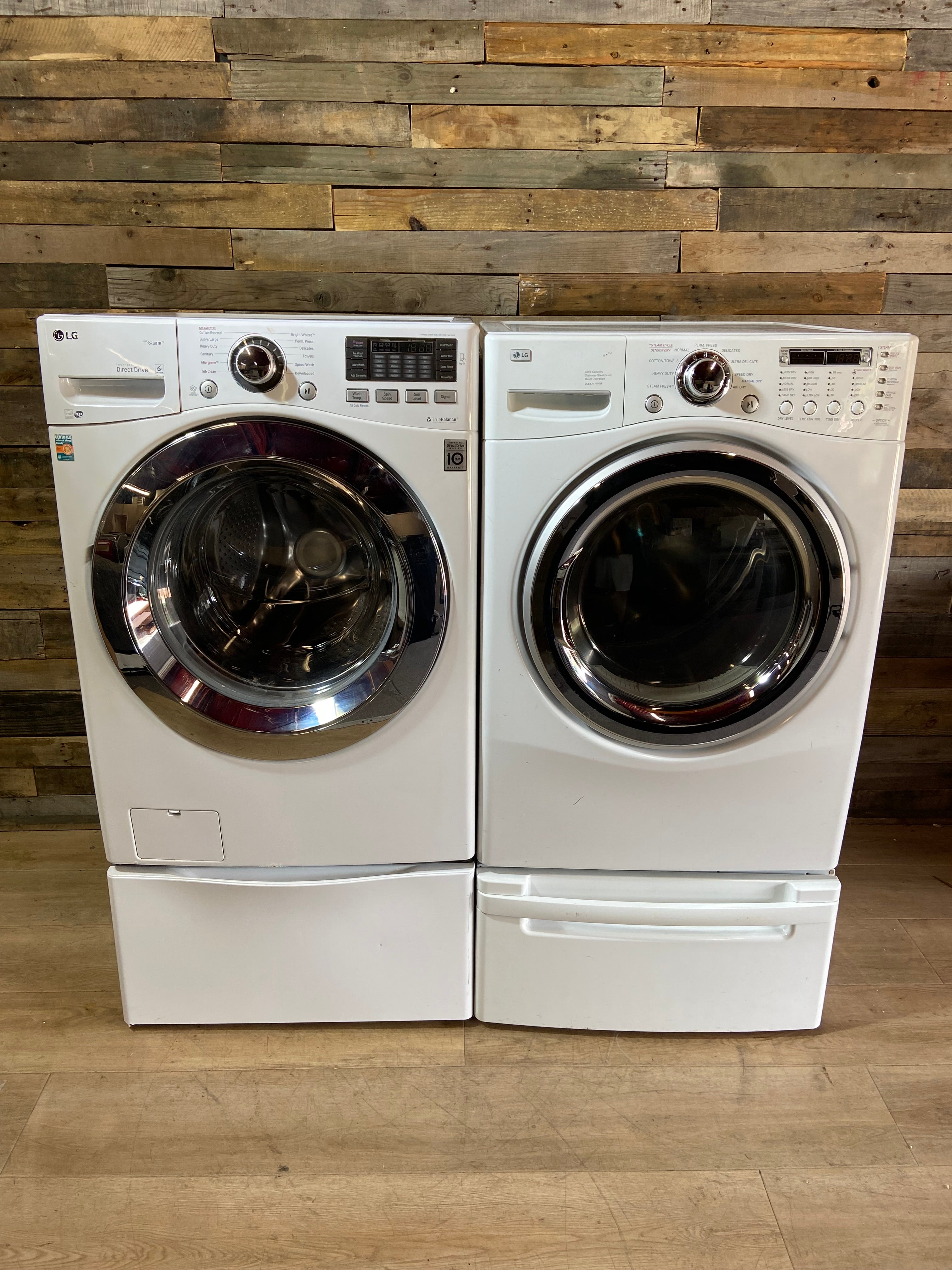 LG Front Load Washer & Dryer Set With Pedestals