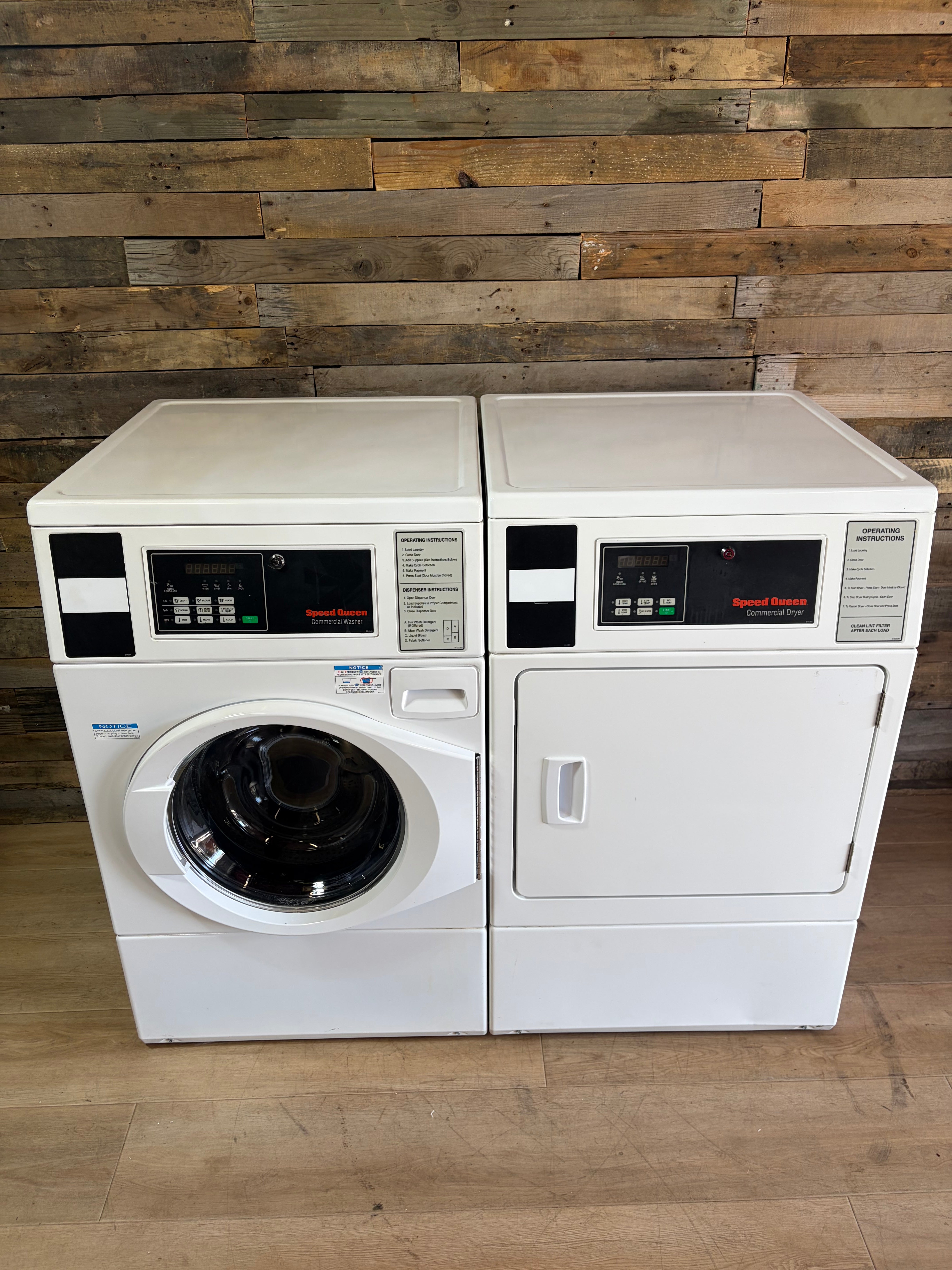SpeedQueen Commercial Front Load Washer Dryer Set