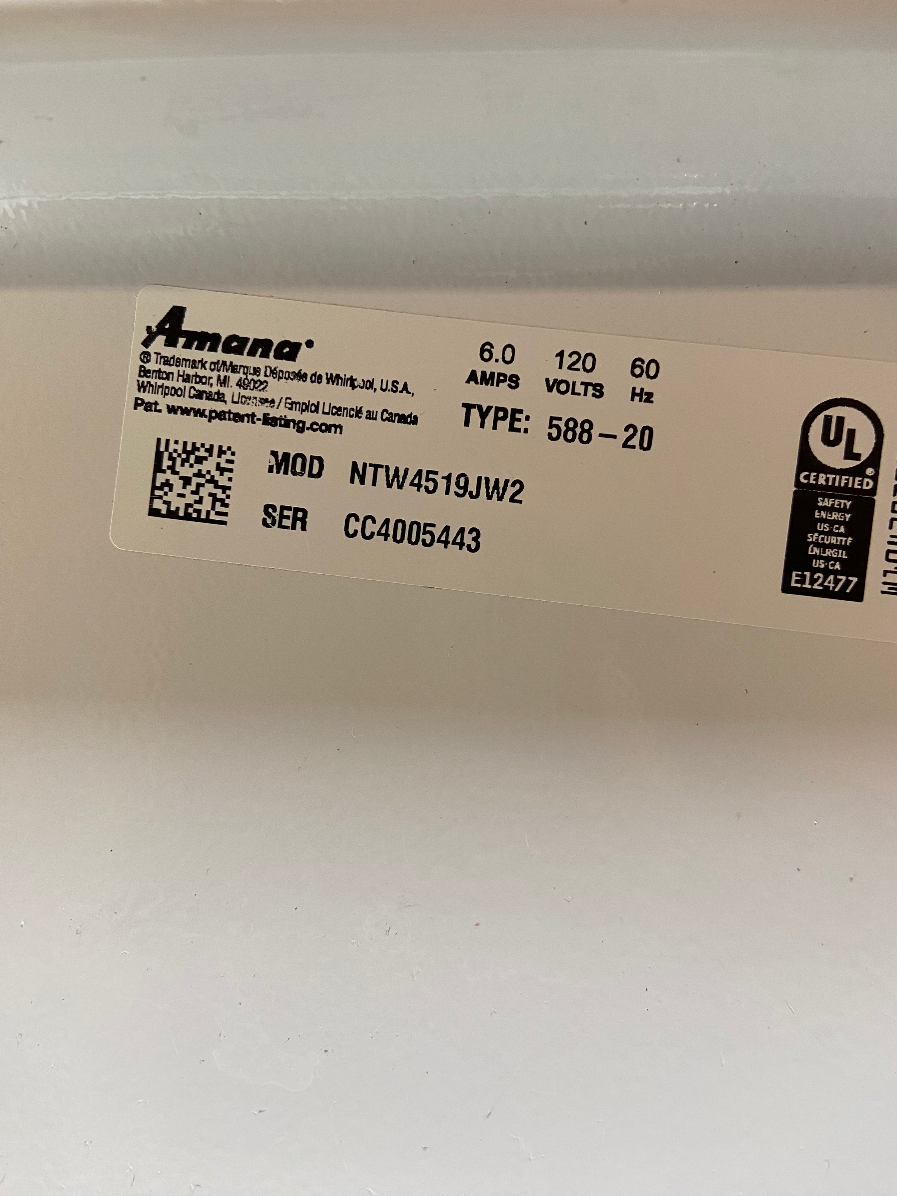 Amana Top Load Stainless Steel Tub Large Capacity Washer