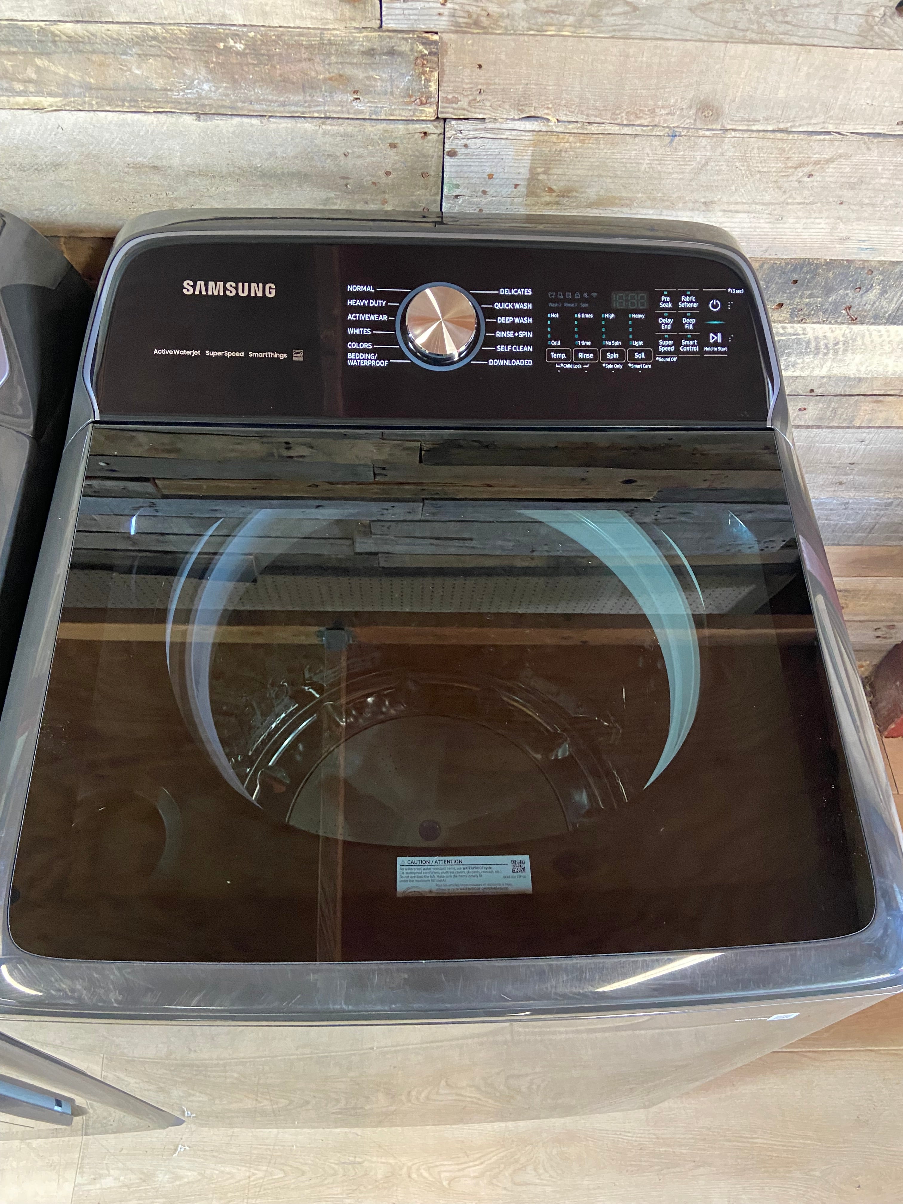 Samsung 5.5 Cu. Ft. High-Efficiency Top Load Washer & Dryer Set – Brushed Black