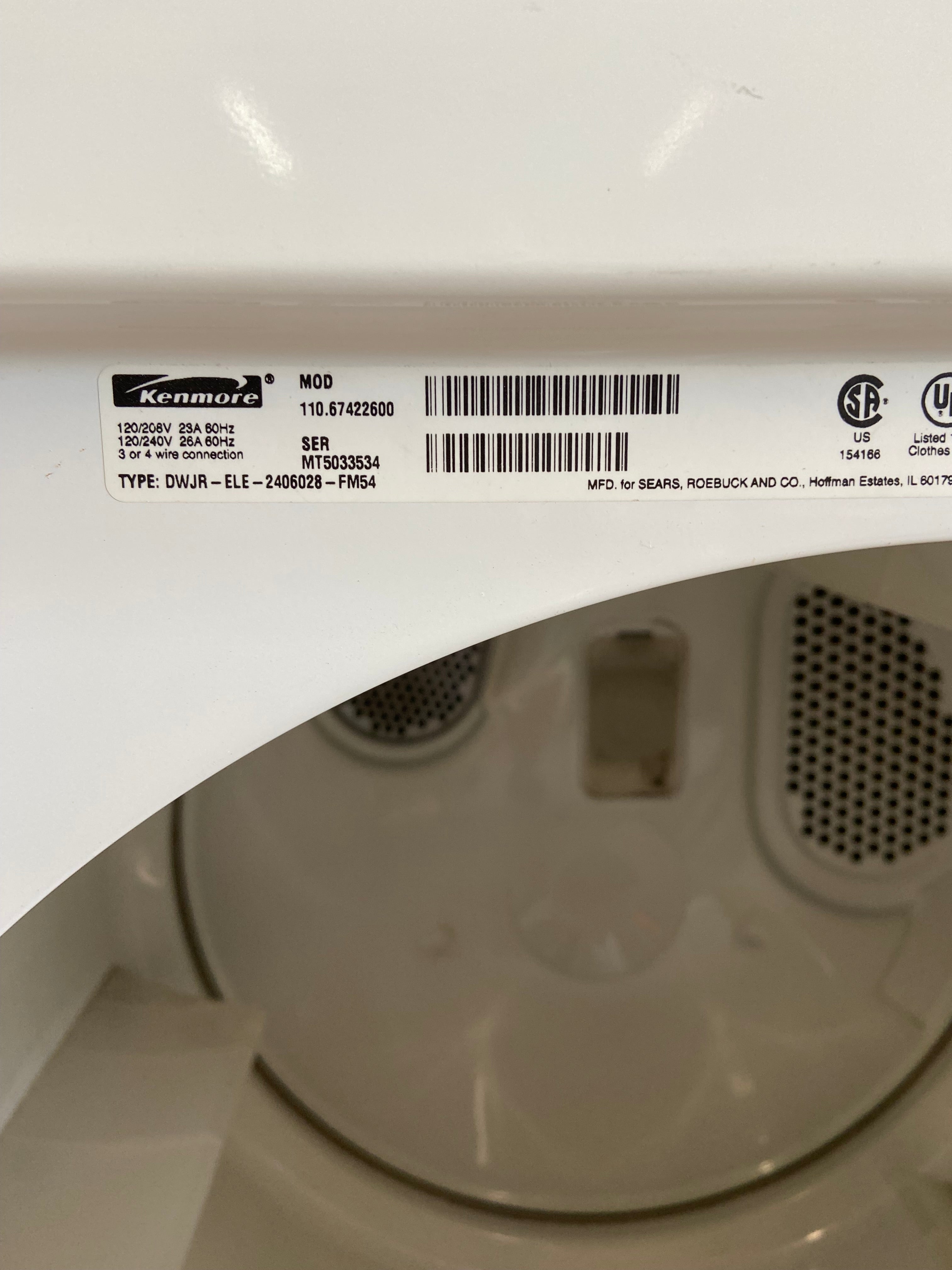 Kenmore 400 Series Dryer