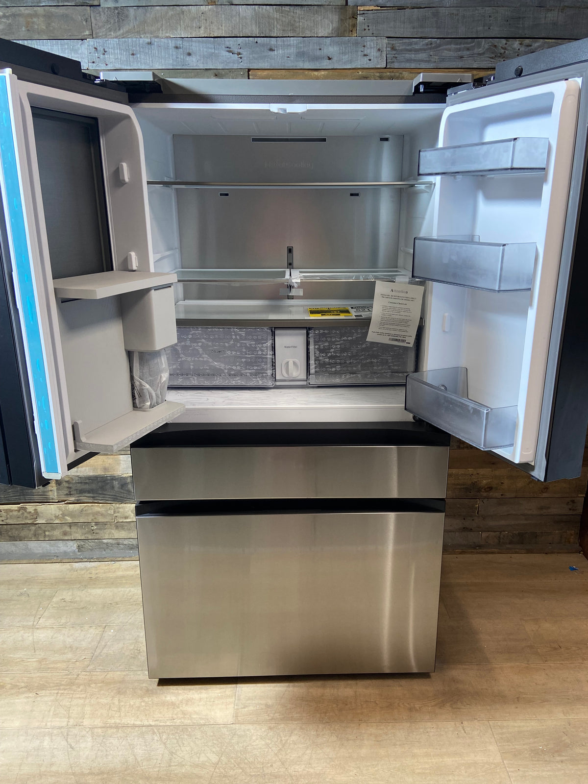 Samsung Bespoke AI Standard-Depth Beverage Center 29-cu ft 4 -Door 36-in Wide French Door Refrigerator with Dual Ice Make