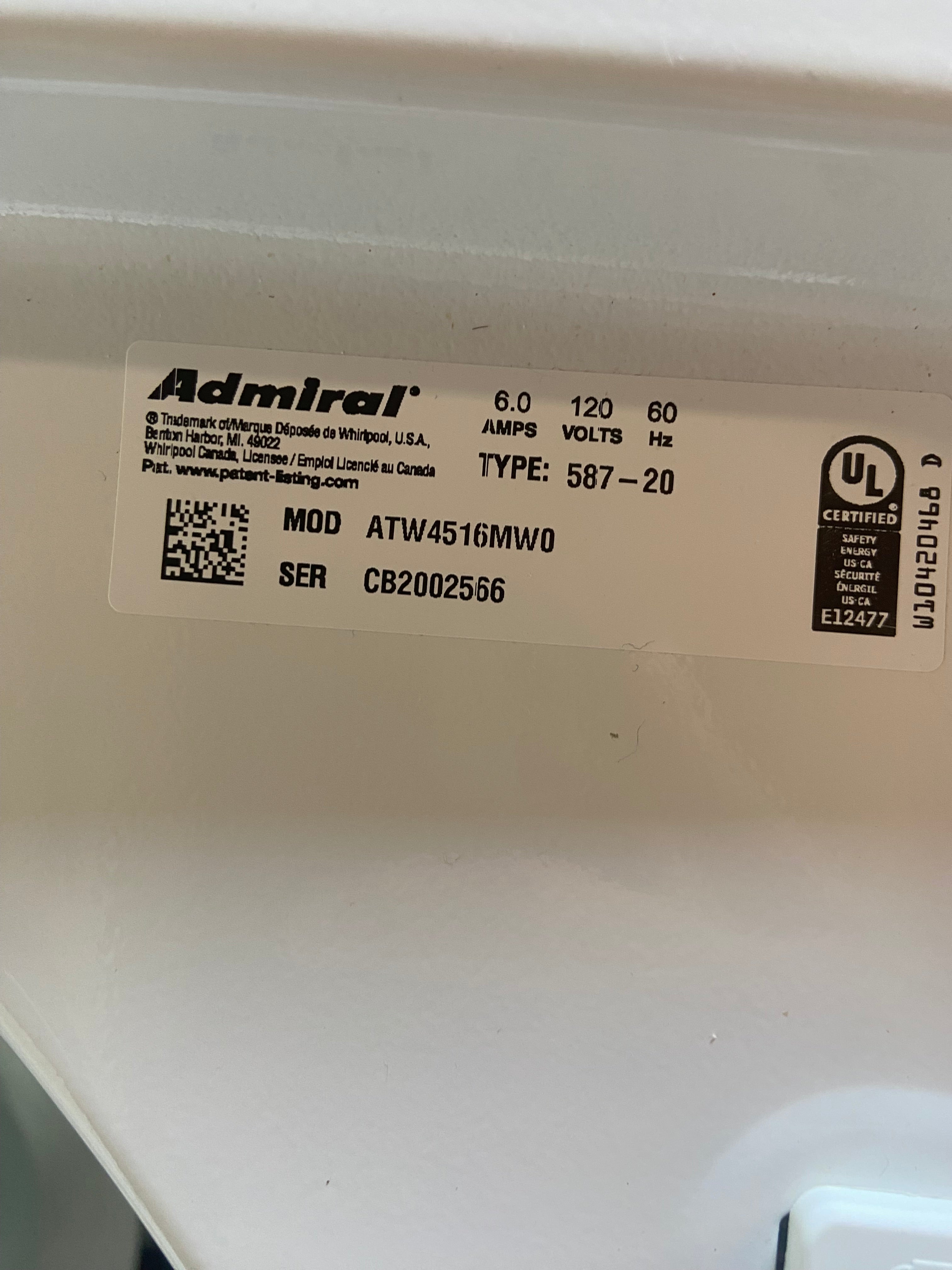 Admiral/Kenmore Top Load Washer & Dryer Set