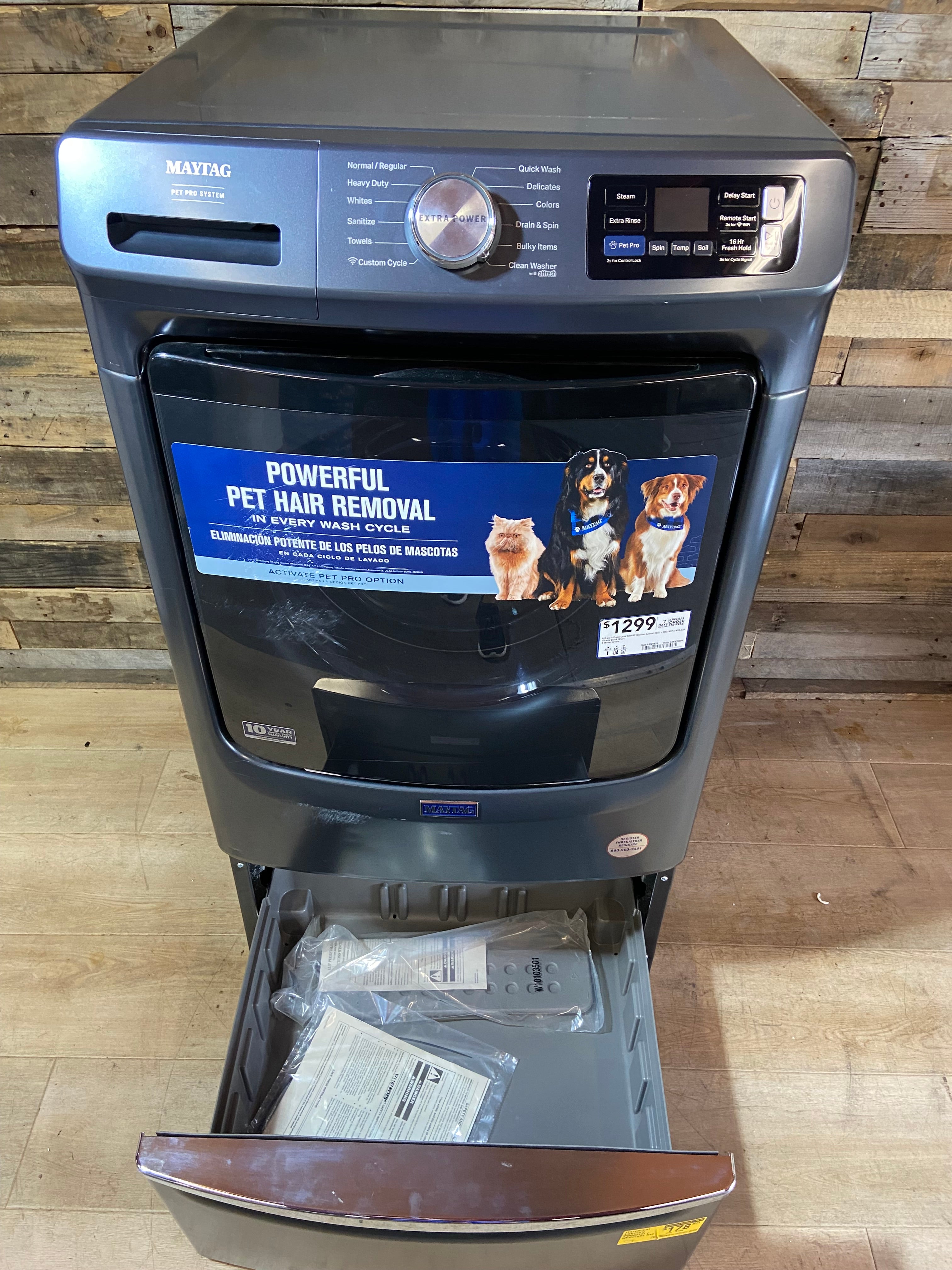 Maytag Smart Pet Pro Front Load Washer - 5.0 CU. FT With Pedestal