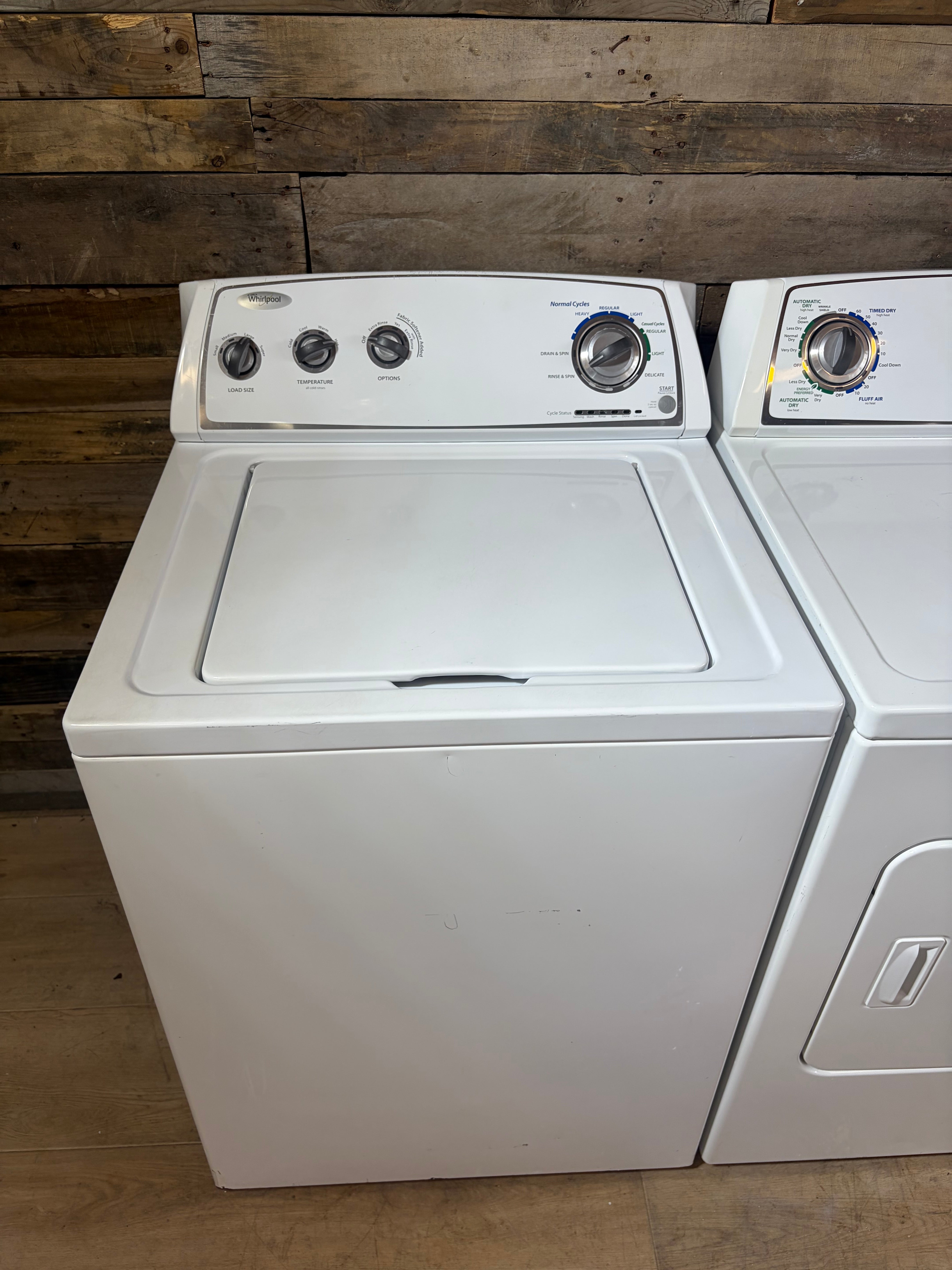 Whirlpool White Panel Top Load Washer And Dryer Set