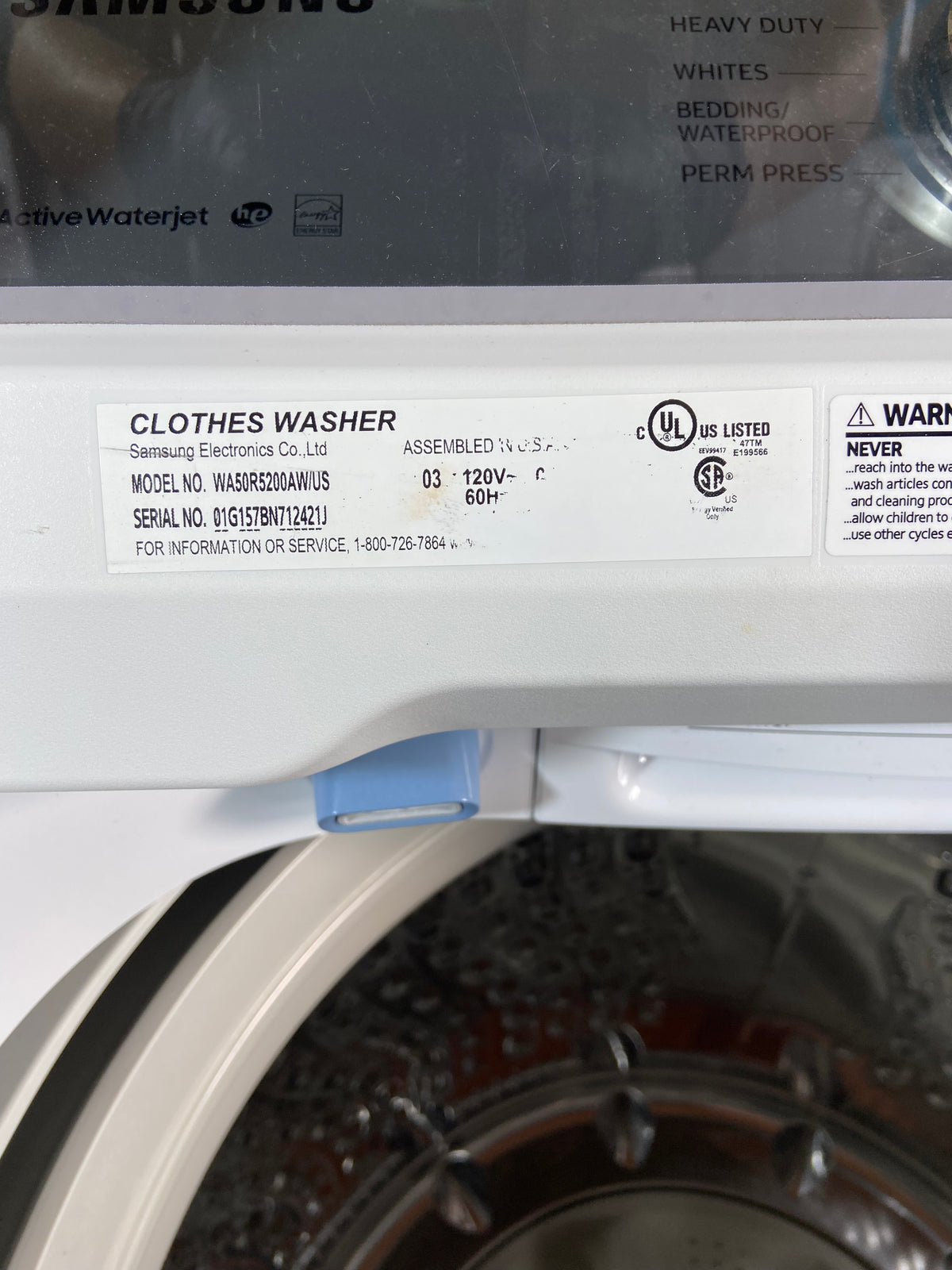 Samsung White 5.0 Cu Ft Top Load Washer