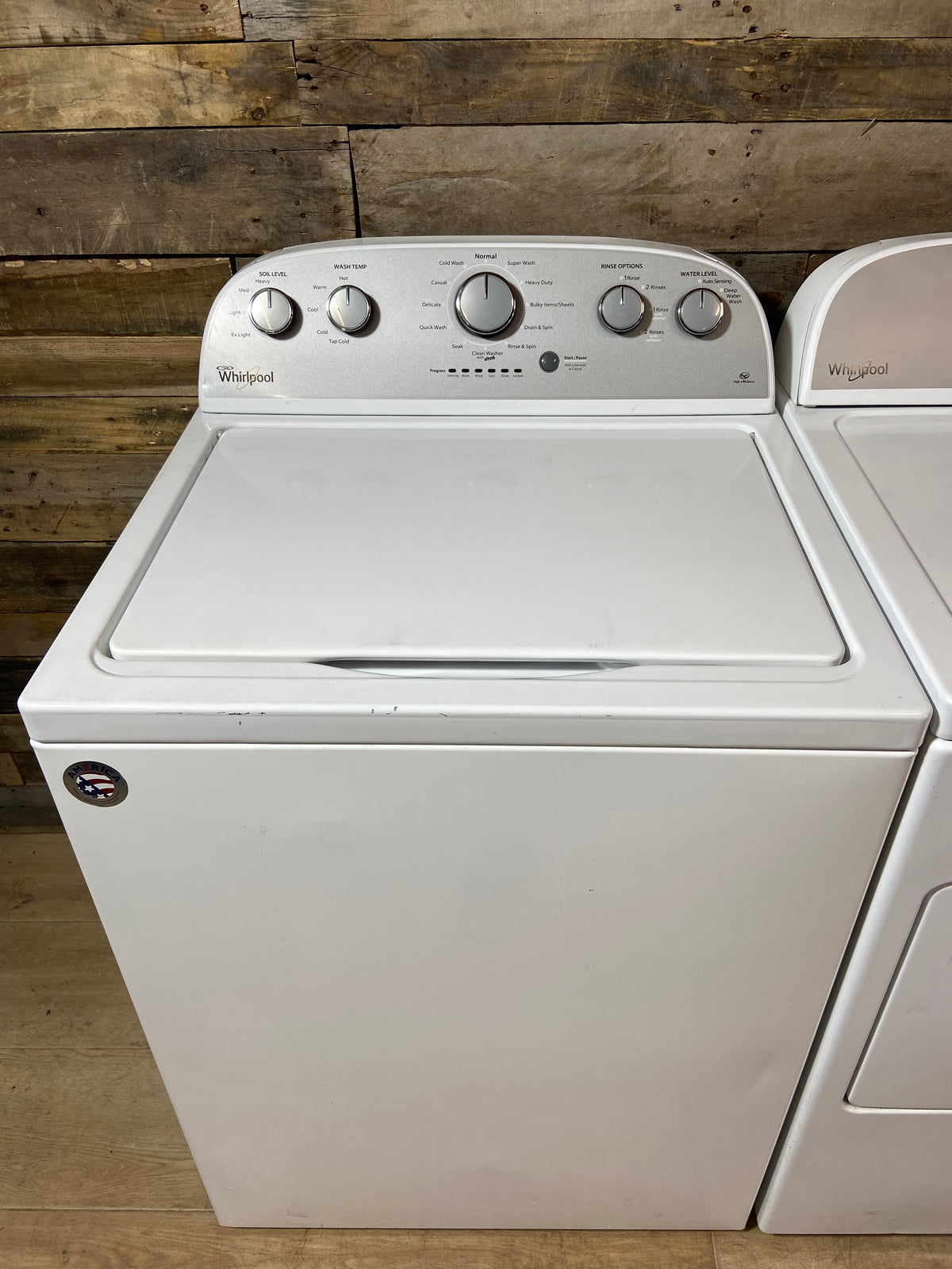 Whirlpool Top Load Grey Panel Washer & Dryer Set