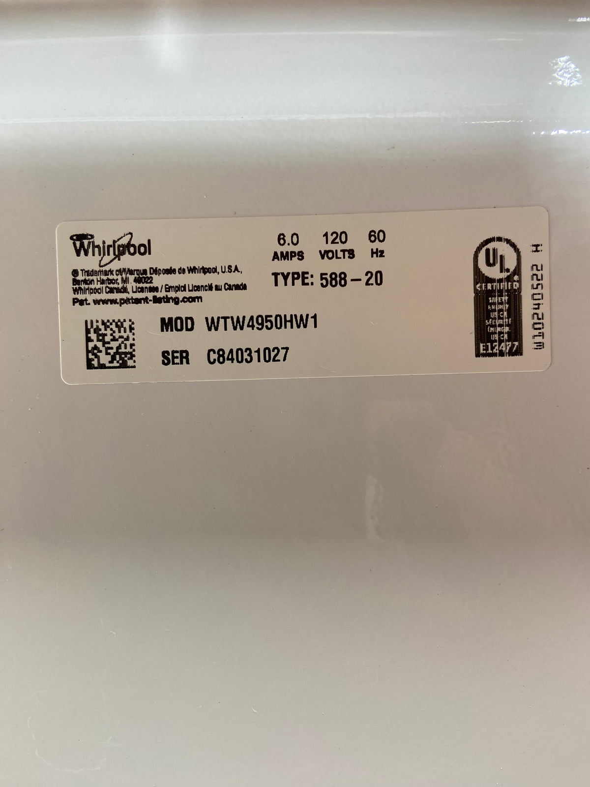 Whirlpool Top Load Grey Panel Washer (impeller)