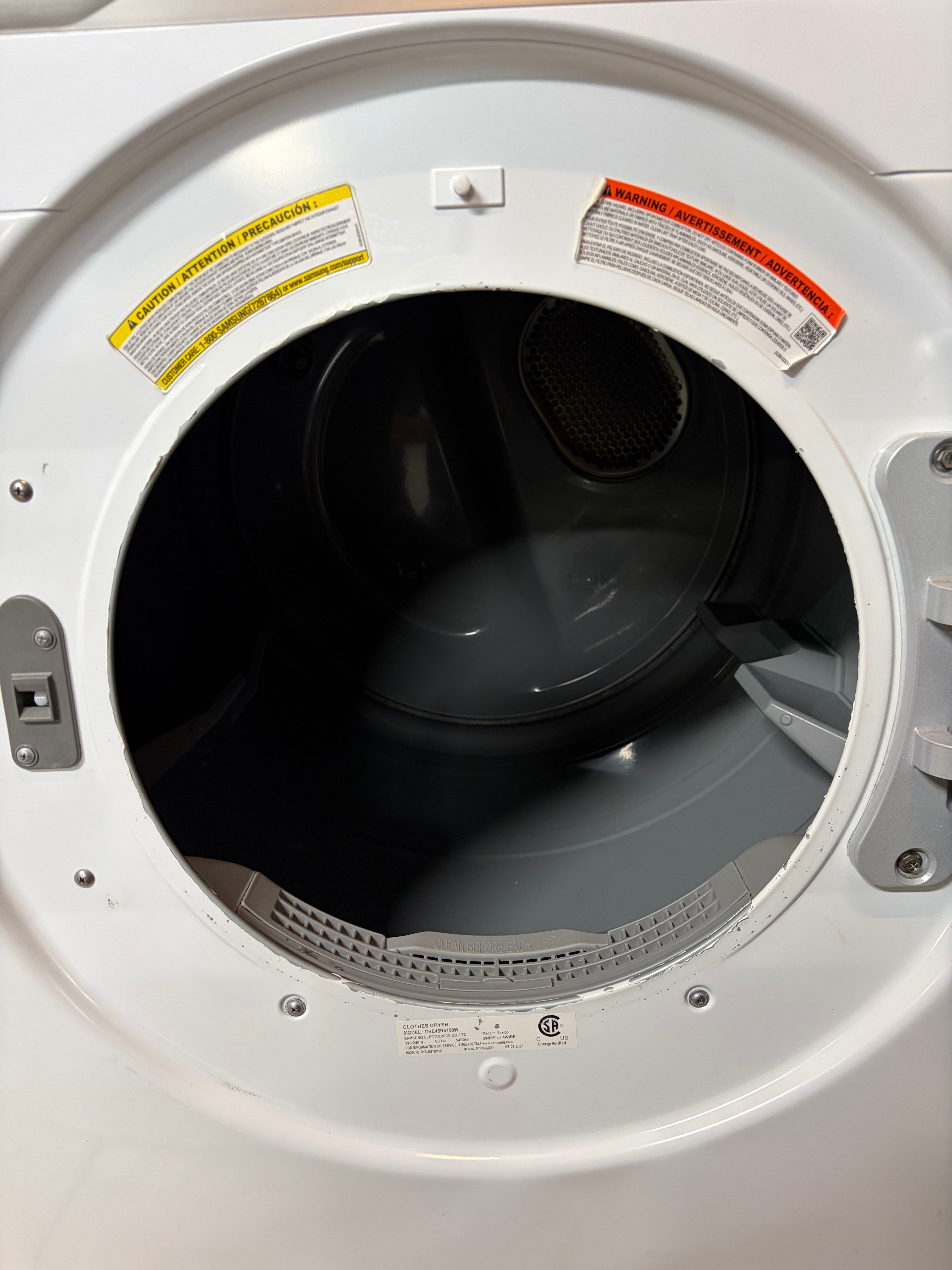 White Samsung Front Load Style Steam Dryer