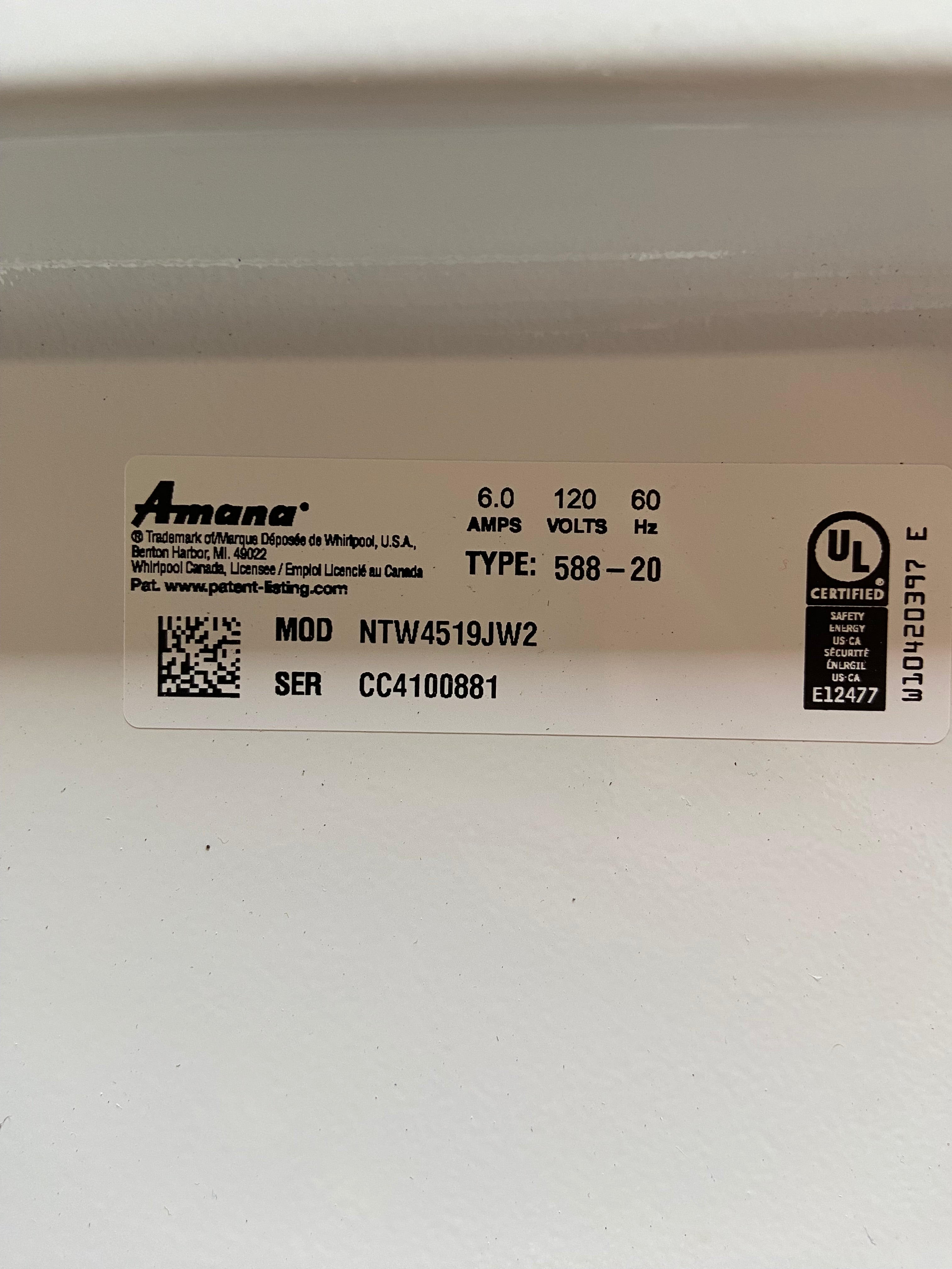 Amana Large Capacity Top Load Washer