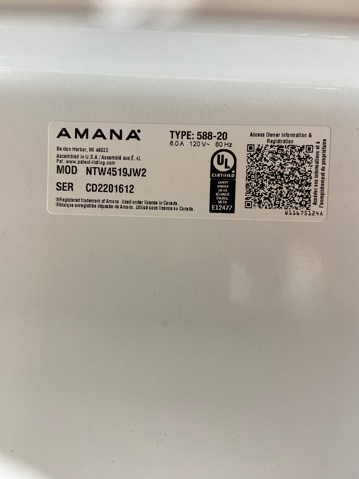 Amana Top Load Large Capacity Washer