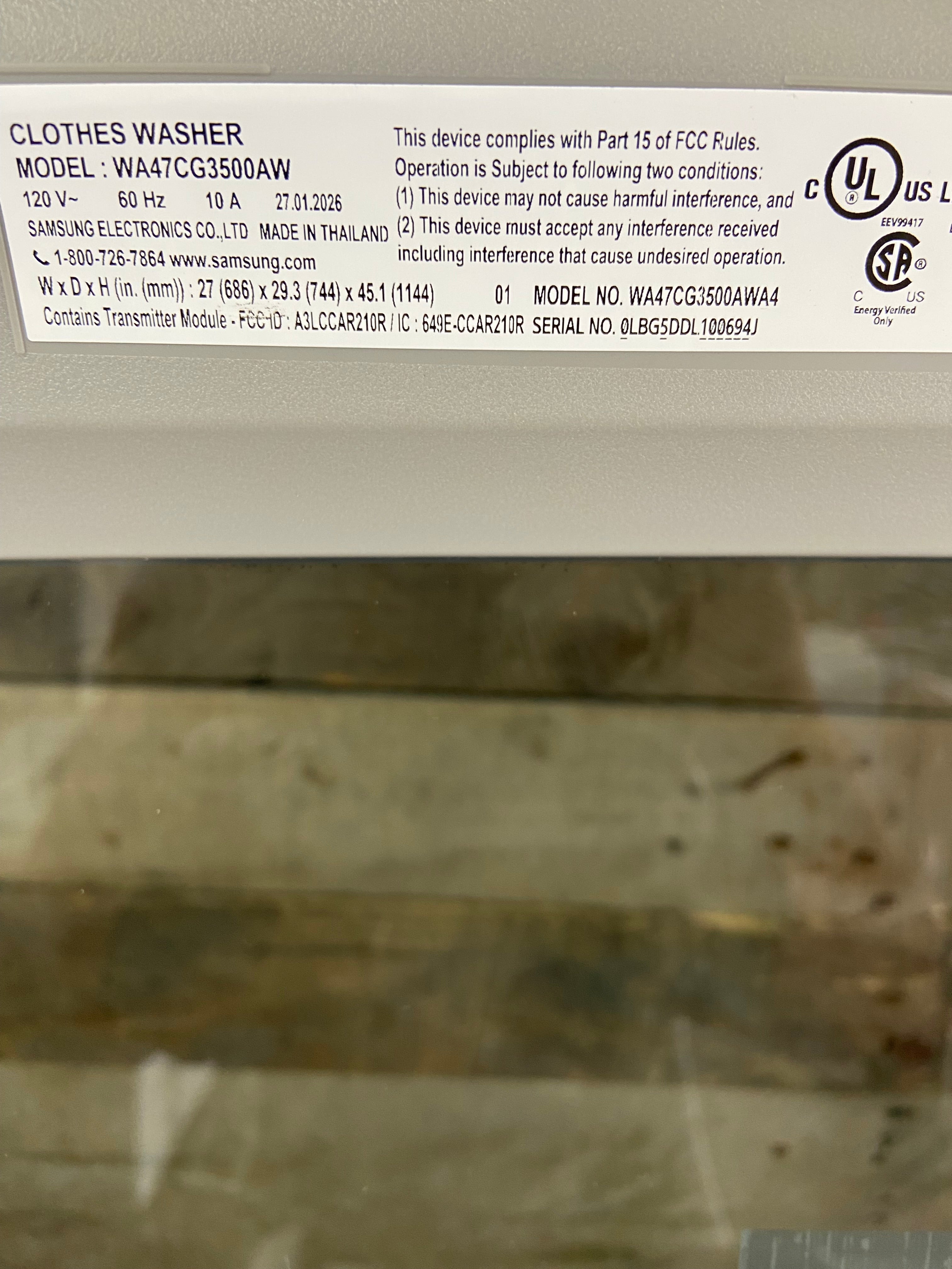 Samsung 4.7 Cu. Ft. Top Load Washer – White