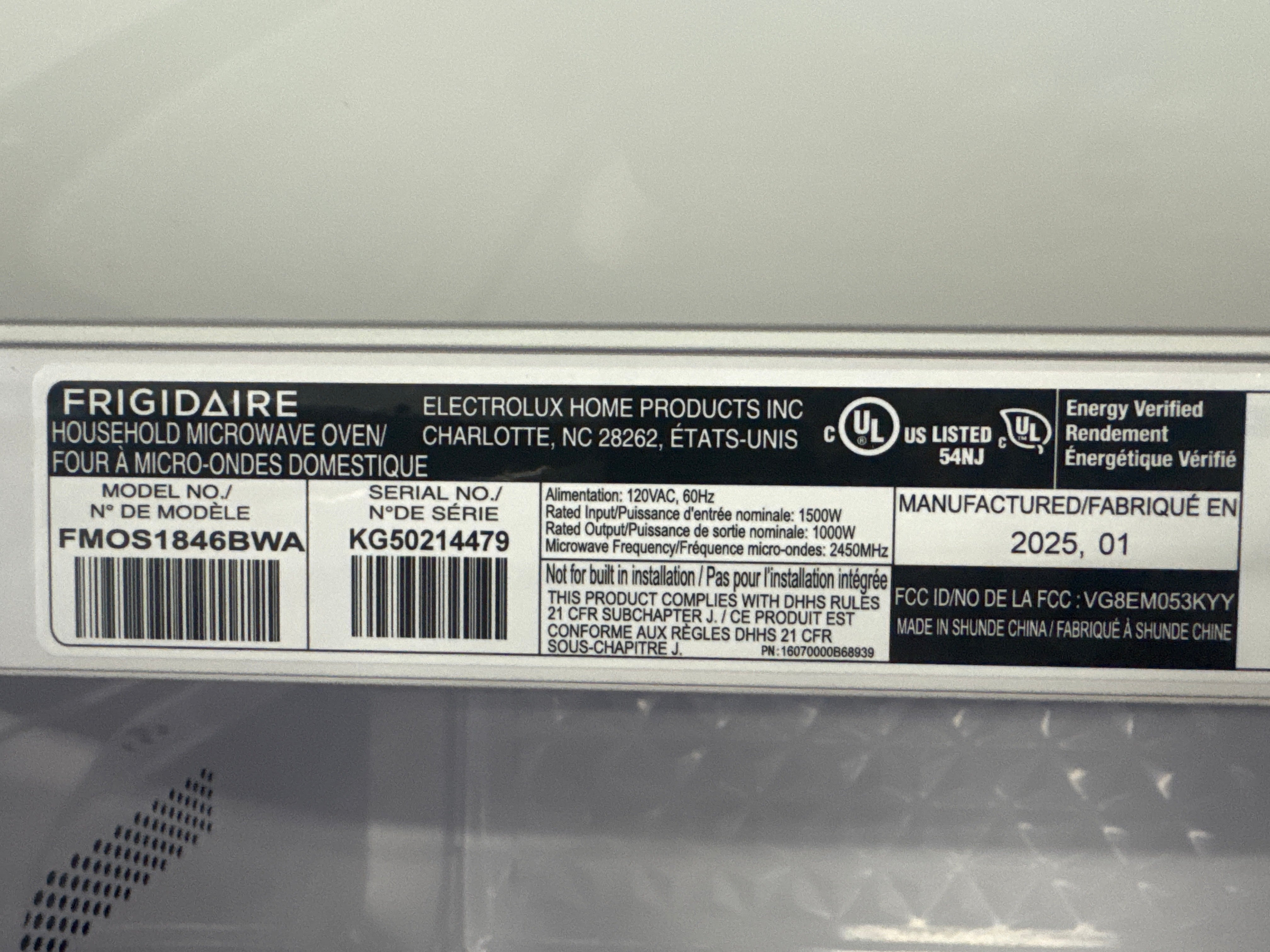 White Frigidaire 1.8 Cu. Ft. Over-The-Range Microwave