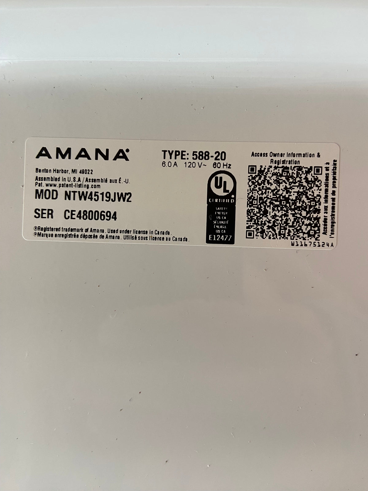 Amana Top Load Large Capacity Washer & Dryer set