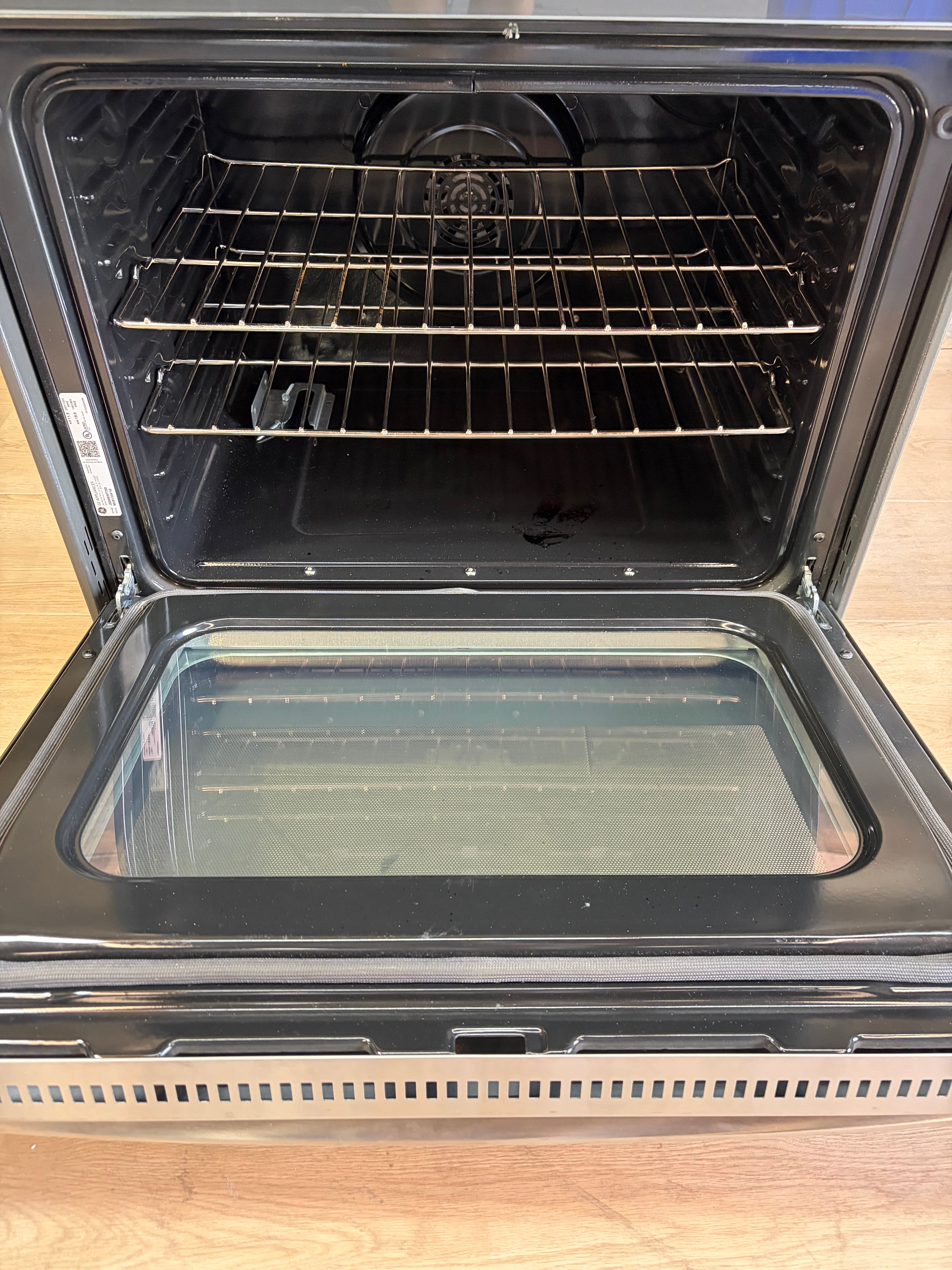 GE 30” Slide-In Electric Convection Double Oven Range (Stainless Steel)