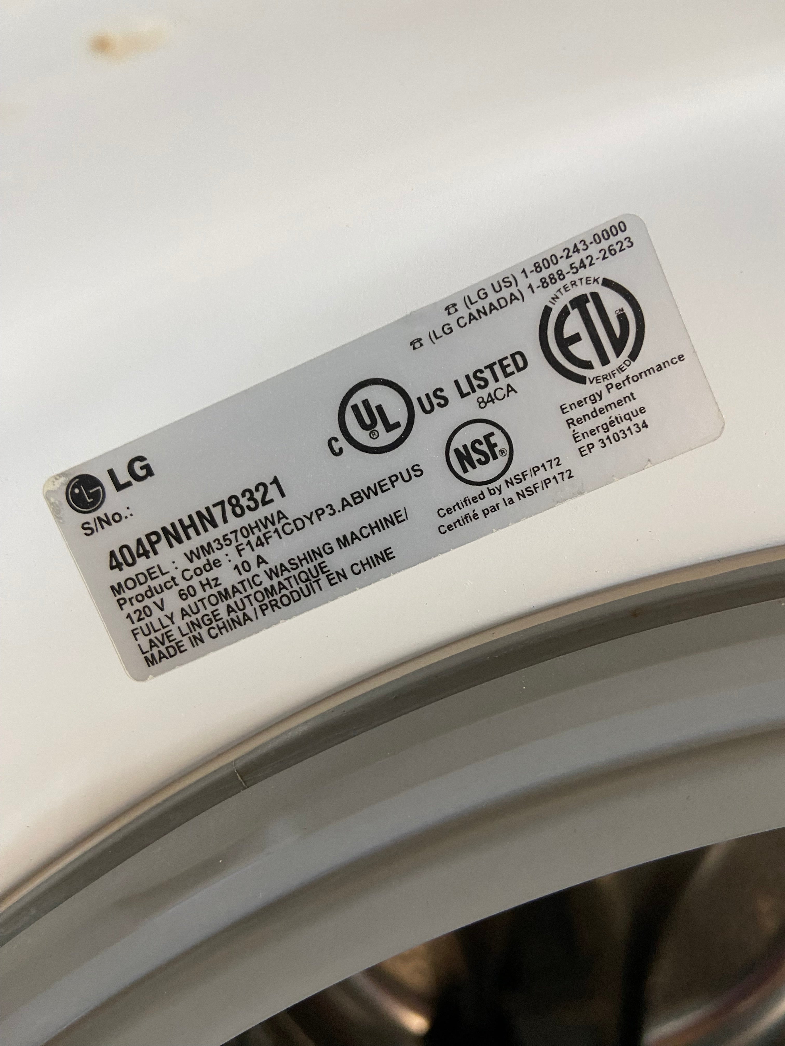 LG Front Load White Washer & Dryer Set