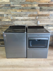 Grey Whirlpool Glass Lid Washer Dryer Set